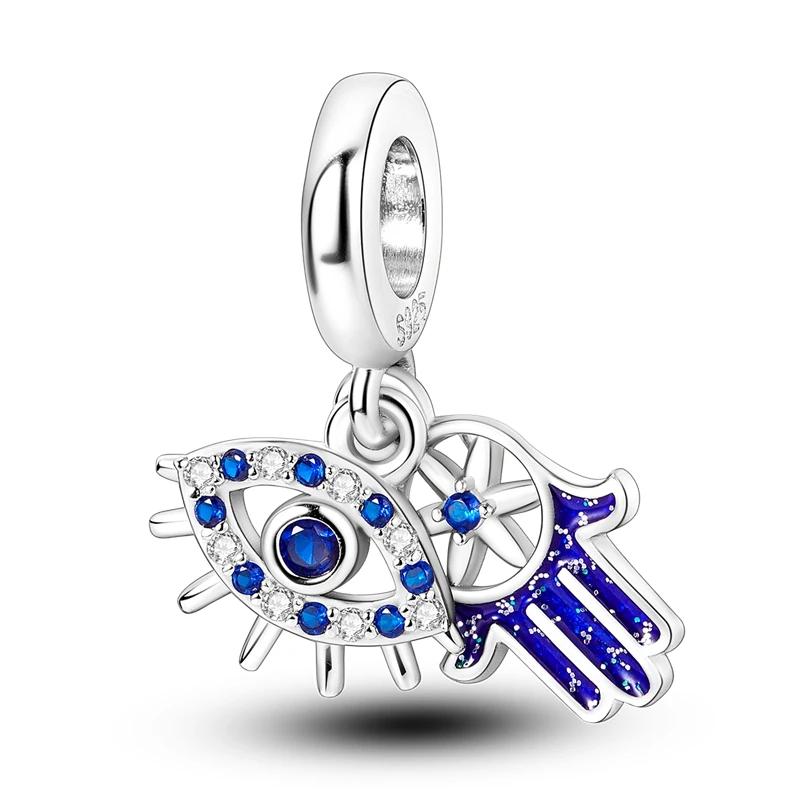 Blue Charms Series Copper Universe Butterfly Angel Spinning Eye Beads Fit Original Bracelet Diy Jewelry Women Gift