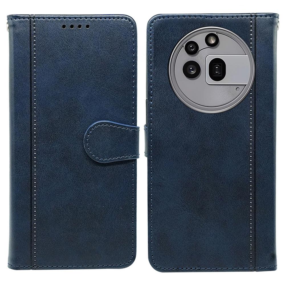 

For Nothing Phone (3a) Pro Case Calf Texture Leather Stand Book Style Phone Cover Blue