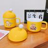 Mug Breakfast Cute Creative Hamburger Ceramic Cup with Lid Toast Fried Egg Cartoon High Value Gift