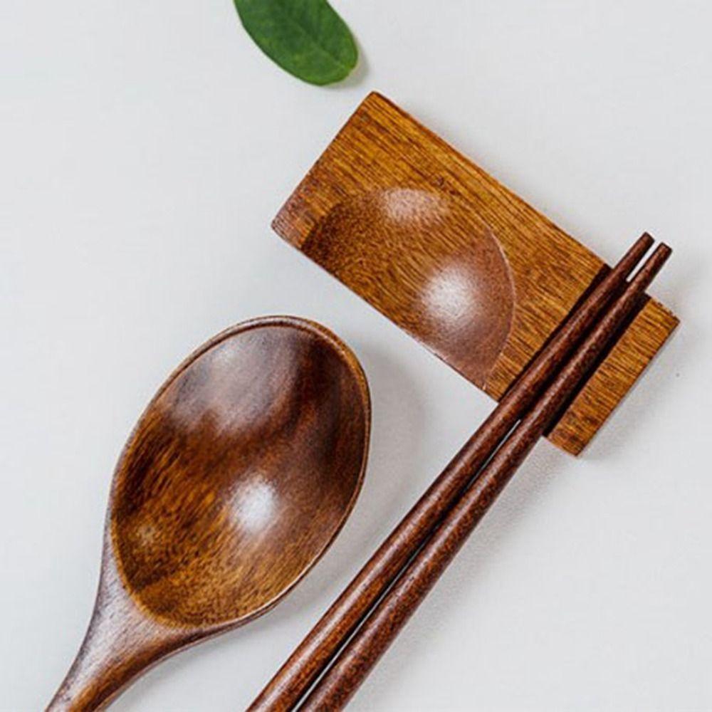 with Box Wooden Fork Chopsticks Natural Rice Soups Spoon Dinnerware Cutlery  Kitchen Accessories