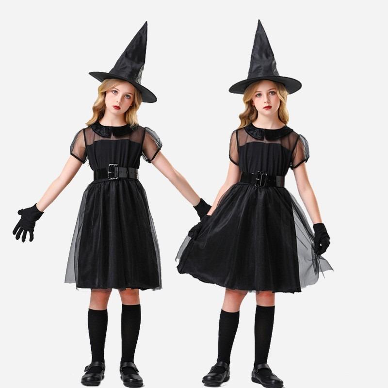 Halloween Vampire Adult Kids Black Dress Witch Witch Play Parent-Child Masquerade