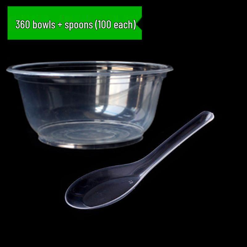 Disposable Tableware Set: Thickened Plastic Bowl with Lid, Banquet Spoon, Cup, and Chopsticks for Weddings and Household Use