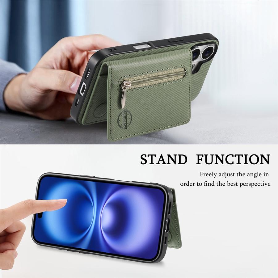 RFID-blokkerende magnetisk telefonveske med kortspor for Samsung S25 Ultra S24 Plus S23 Ultra S22 A13 A14 A15 A16 A56 Cowboy Texture lommebokveske med glidelås