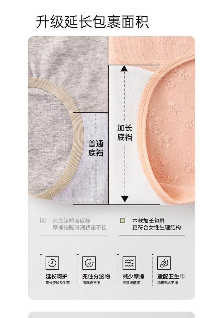 Large size high waisted jacquard cotton women's underwear with probiotic antibacterial crotch