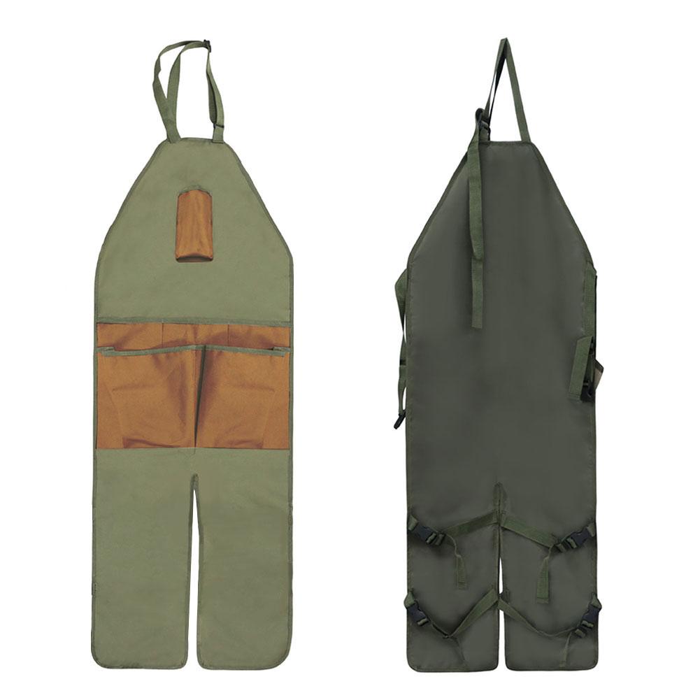 

Wear Resistant Oxford Garden Apron Multi Pockets Long Leg Cover for Gardening Pruning Picking Heavy Duty Work коричневый/зелёный