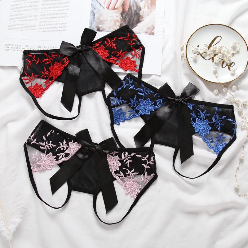 Women's Underwear Transparent Real Shot Sexy Embroidery Open-file Temptation Briefs Beautiful Buttocks Low Waist Pants 3017