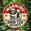 Vintage Funny Shih Tzu Dog Warning Tin Sign 8 Inch Round Metal Wall Decor for Home Bar Garage