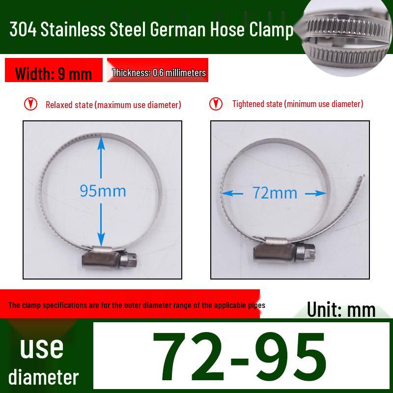 Expanded German-Style Quick-Release 304 Stainless Steel Hose Clamp
