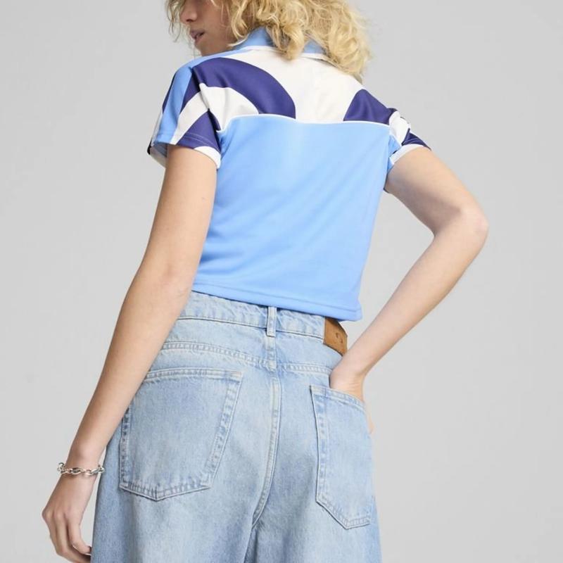Puma Logo Polo Shirt Women Tops Blue 629783-57