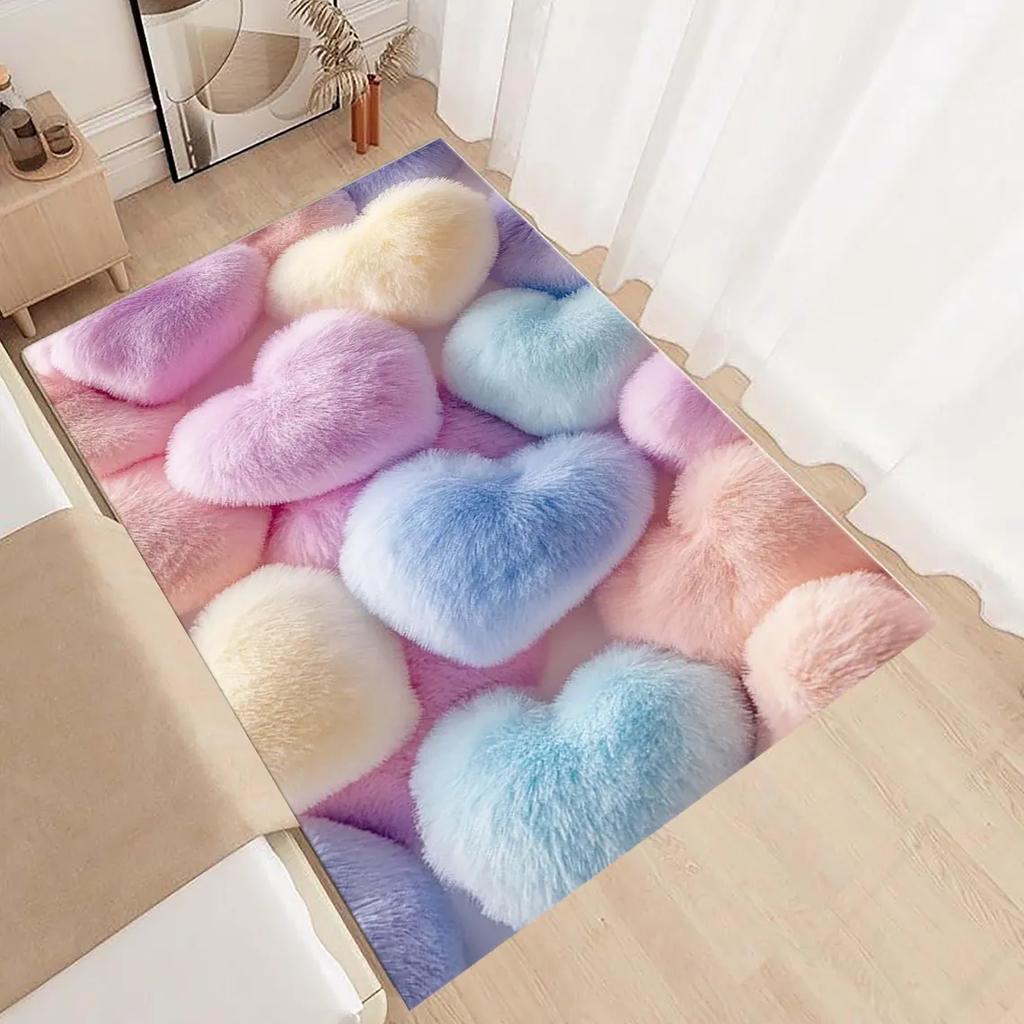 Visual Art Carpet Illusion Visual Three-dimensional Heart Entrance Carpet Nordic Style Rug Bedroom Warm Decoration Carpet