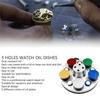 Alloy Five Hole Oil Dish Cup With Lid For Watch Repair Grease Storage Lubricant Oiler Kit Tool Eco-Friendly