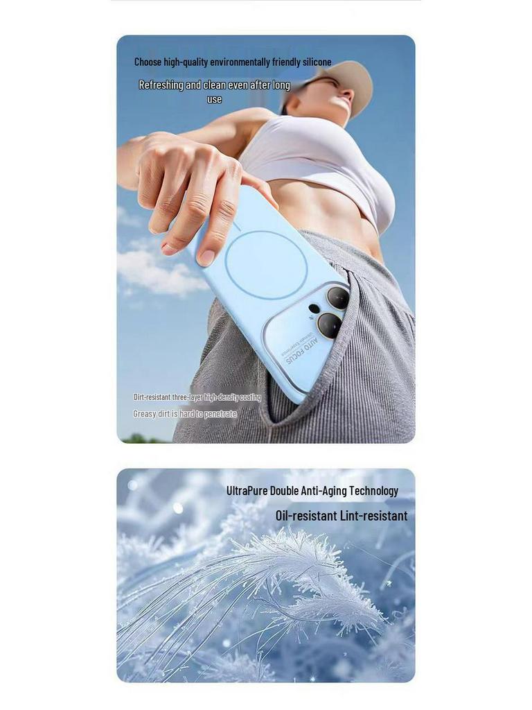 Magnetic Liquid Silicone iPhone Case: Compatible with Apple 17, Enhanced Aesthetics, Large Window Design.