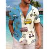 Men's Classic Retro Ocean Animal Print Short Sleeve Shirt Dinosaur Print Top