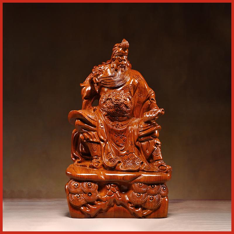 Classical Wood Carvings, Guan Gong Decorations, Living Room, Martial Arts and Wealth Gods, Offering Mahogany Handicrafts