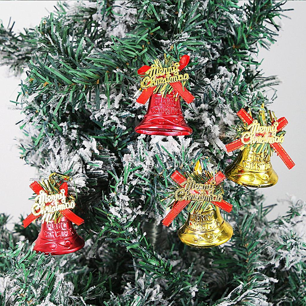 Christmas Bell Ornaments 4 Piece Hangable Decoration With Bow Christmas Tree Ornaments For Tree Door Wreath Outdoor Holiday