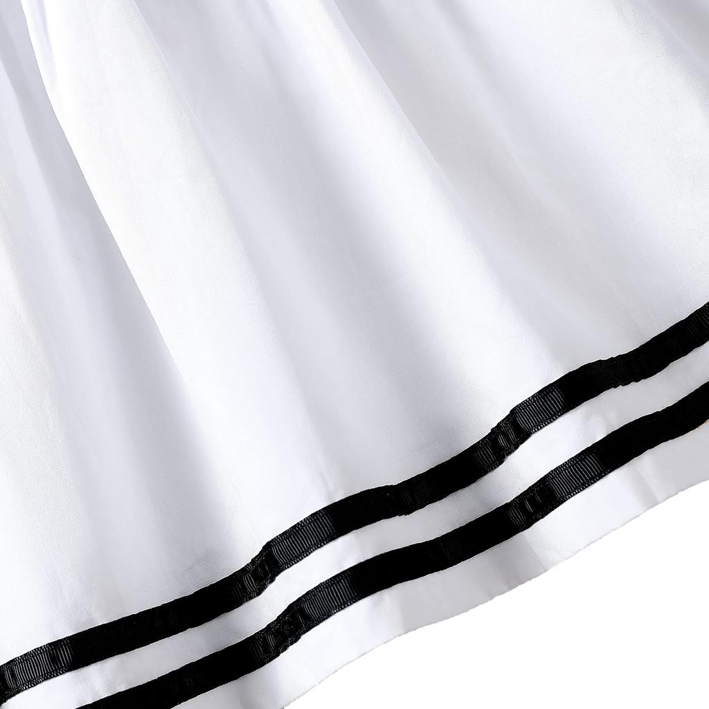 Weileenice Size Navy Perfect for Piano and School Entrance Cute White Formal Dress for Girls Children's Dress, 100, Girls' Dress, White, Weddings,