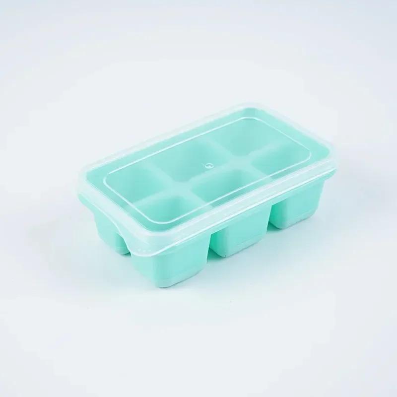 

6 Cavity Mini Ice Cube Tray Soft Bottom Easy Release Mold for Summer Kitchen Homemade Ice Cube Mold Kitchen Tools зелёный