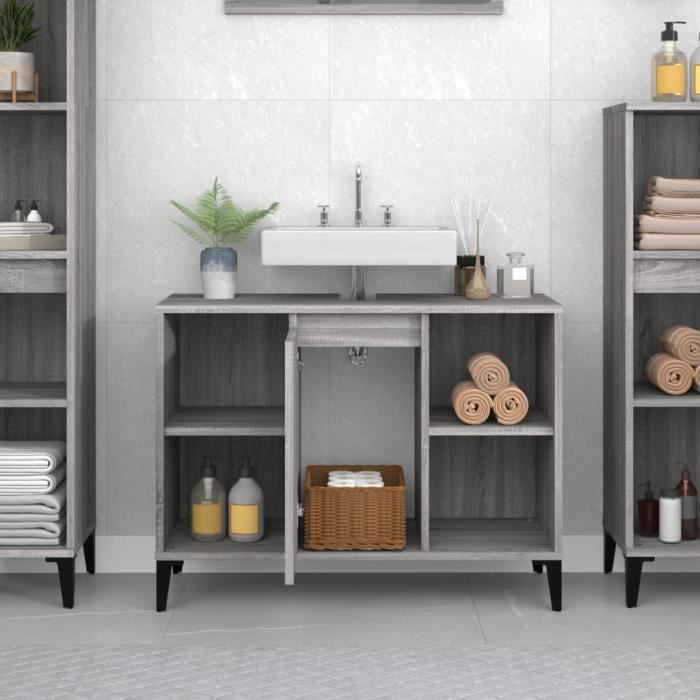 VidaXL Sink Cabinet Sonoma Grey 80x33x60 Cm Engineered Wood 821298