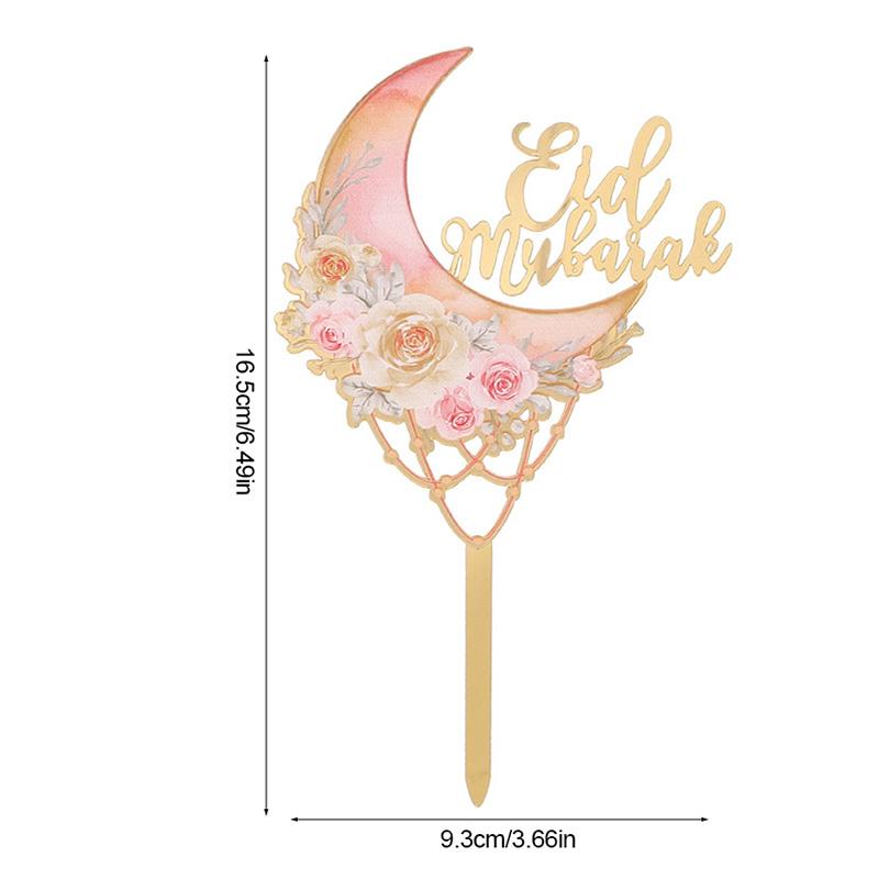 2025 Eid Mubarak Acrylic Cake Topper Moon Flower Cake DIY Decoration Islamic Muslim Festival Party Supplies Eid Ramadan Gift