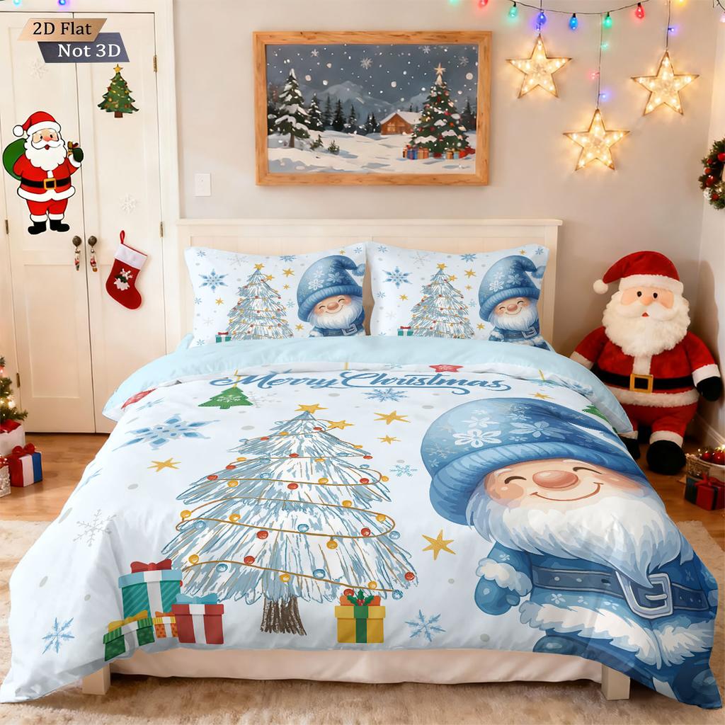 3pcs Merry Christmas Blue goblin print coreless duvet cover set multi size dormitory bedding holiday decoration machine washable