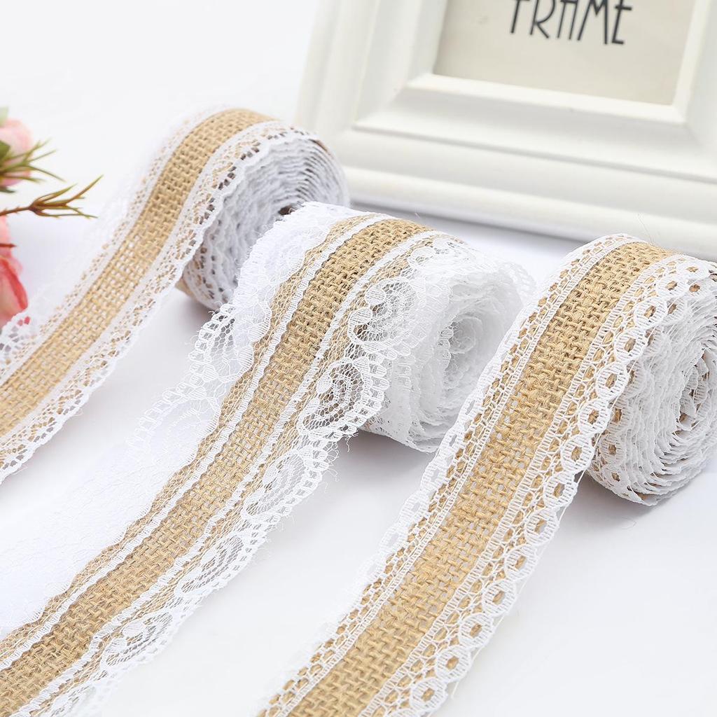 Colored Lace Burlap Roll for DIY Crafts, Handmade Packaging, and Vase Decoration.