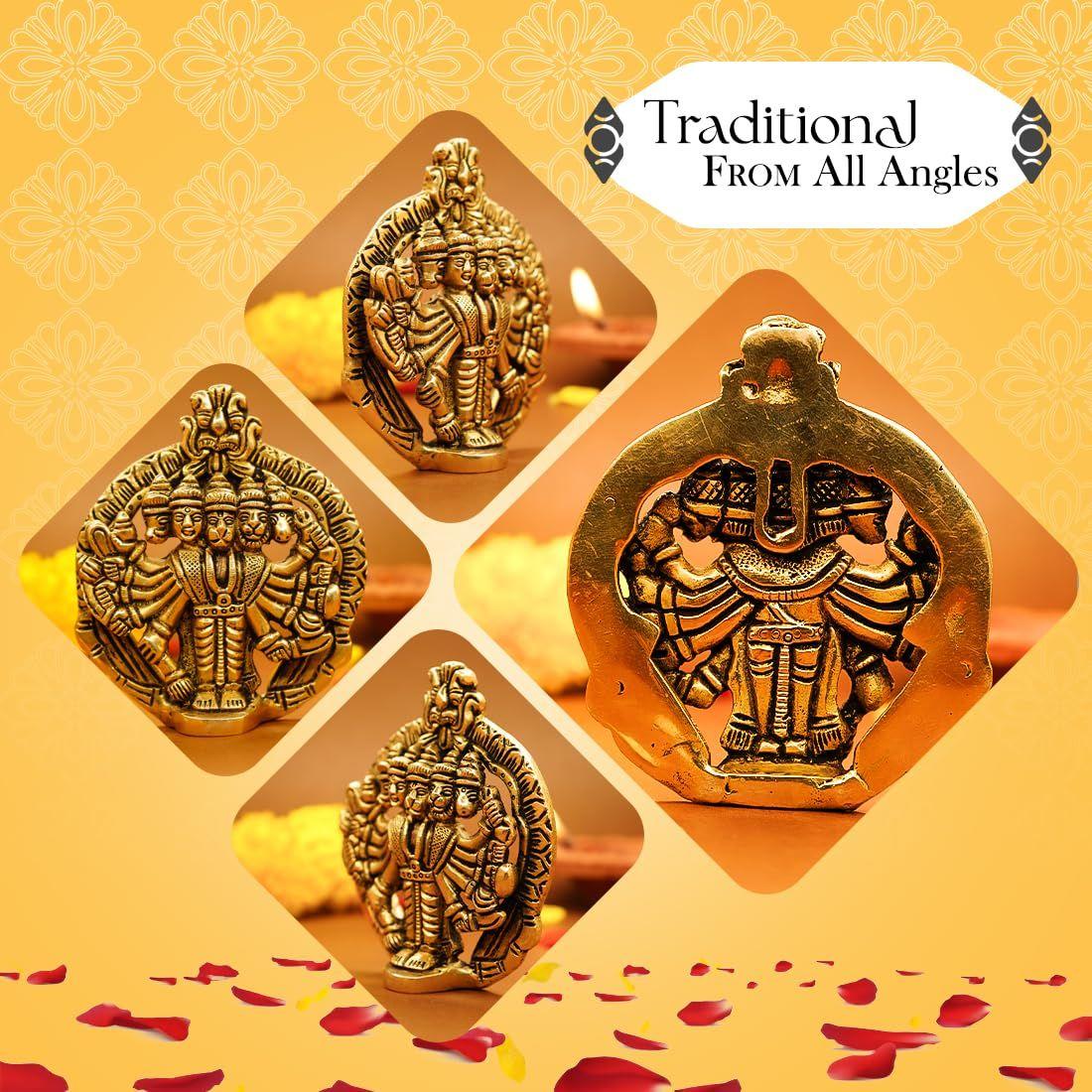 Ekhasa 100% Pure Brass Panchmukhi Hanuman | Panchmukhi Hanuman Murti forDoor Entrance