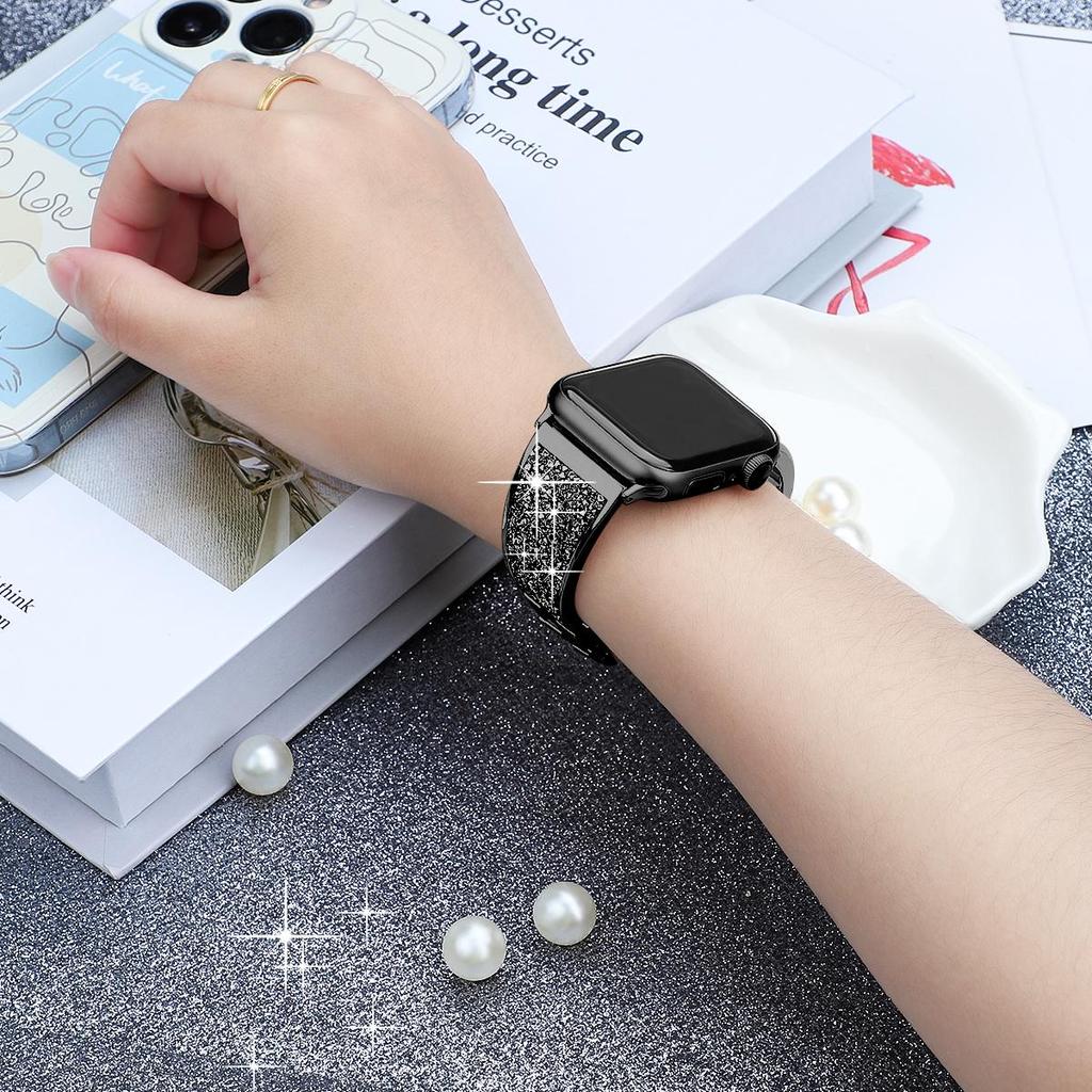 Apple Watch Serisi için lüks Elmas Bilezik Band Ultra9/8/7/6/5/4/3/2/se Paslanmaz Çelik saat kayışı Iwatch için 41mm 45mm 38 42mm Kayış