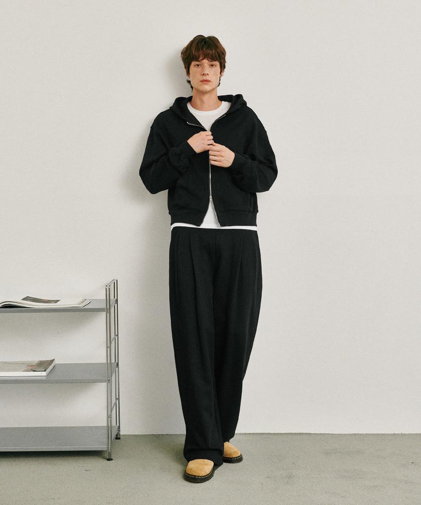 Glw Essential Two-Way Crop Zip-Up Hoodie Black