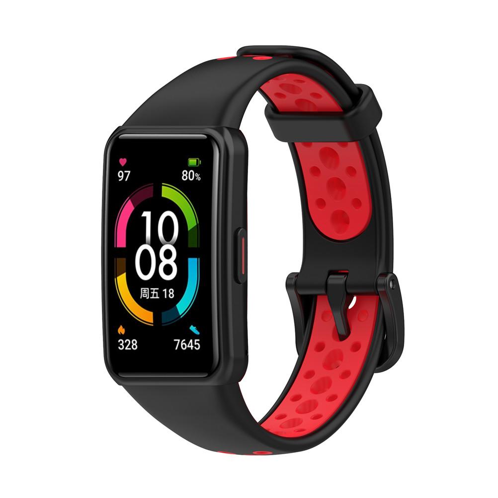 Совместимый для Huawei Band 6 для Honor Band 6 ТПУ Водонепроницаемый Ремешок для Часов Двухцветный Сменный Ремешок Type 3 black