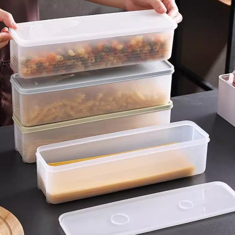 Rectangular Plastic Noodle Storage Box with Lid - Food Preservation for Miscellaneous Grains & Dried Noodles