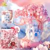 Non-Toxic Diy Discoloration Cherry Blossom Moc Flower Pink Tree House Building Blocks Classic Model Bricks Sets Kid Romantic Gift