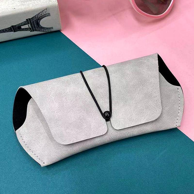 

Fashion Simple Glasses Case Sunglasses Case Portable Anti-Pressure and Anti-Drop Soft Bag Leather Storage and Protection Case серый