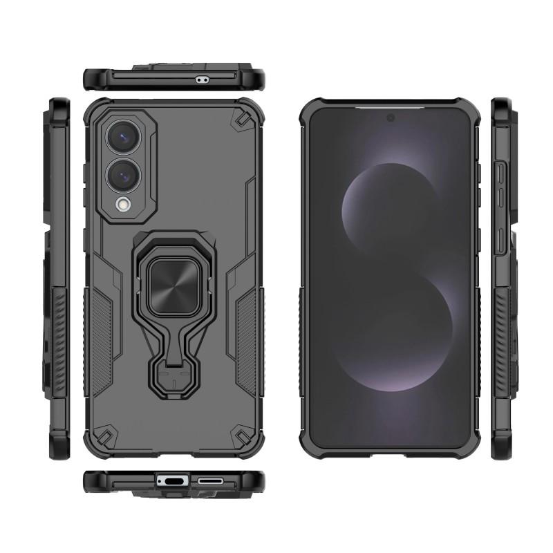 For Samsung Galaxy S25 Edge Phone Case WANLONFENG PC TPU Back Cover Kickstand with Tempered Glass