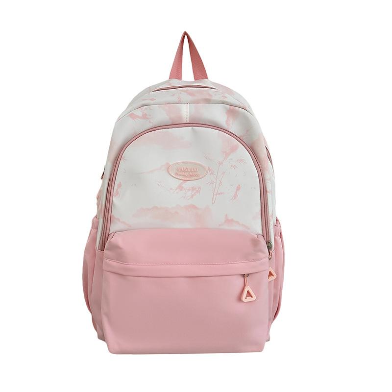 Schoolbag Japanese Ins Solid Color Schoolbag Female Junior High School Student High Value College Style Backpack Light Ink Painting Fashion Backpack