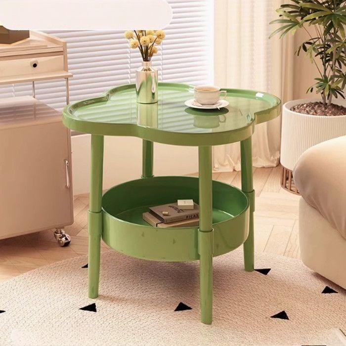 [Stylish Side Table] Stylish Modern Round Side Table with Storage Shelf | Space-Saving, Lightweight for Living Room, Bedroom