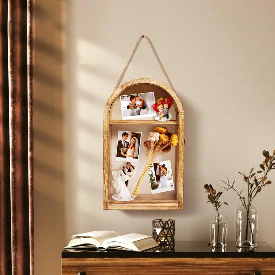 DIY Wooden Photo Frame Artificial Bouquent Wedding Souvenirs Display Oval Frame Picture Holder Home