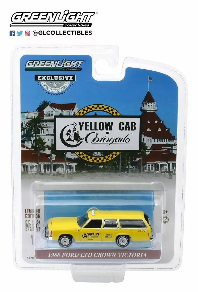 Greenlight Scale Ford Crown Victoria Wagon Taxicab Diecast Model Car 1/64 (Yellow) [Used]