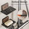 Portable Walnut Soap Dish Punch-free Wall Mounted Sponge Holder Space Saving Reusable Soap Bar Holder for Bathroom Kitchen