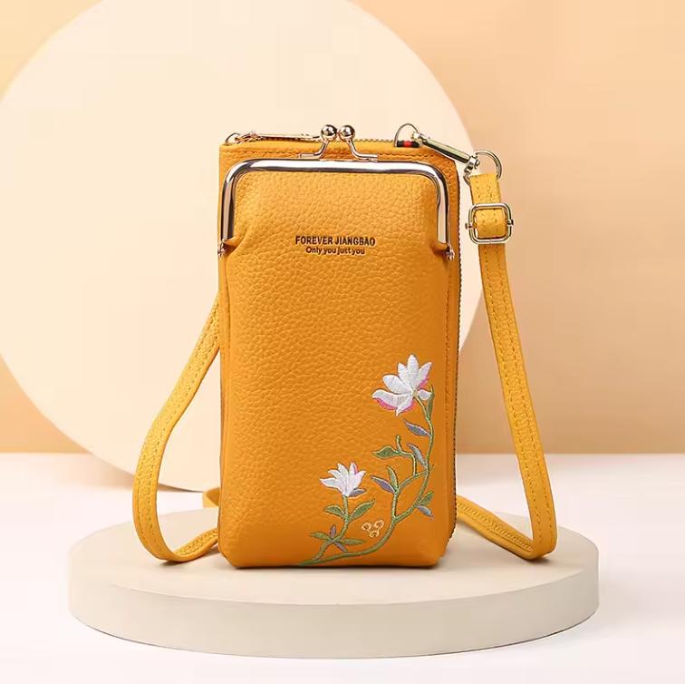 

Fashion Women Small Crossbody Bag for Mobile Phone PU Leather Purse Bag Elegant Flower Pattern Messenger Bag Wallet For Girls