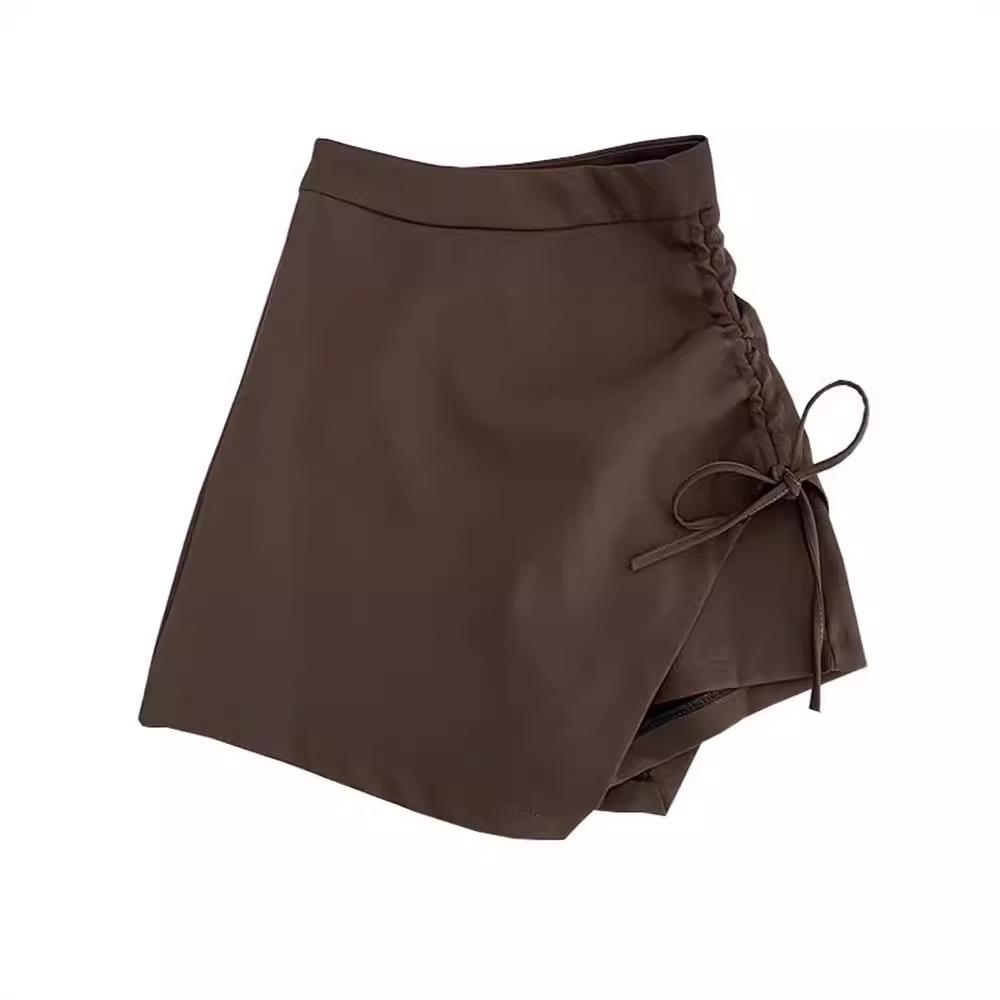 Women's Spring 2024 High-Waist Pleated A-Line Skirt with Drawstring - Fashionable Slim Korean Style Skirt Pants