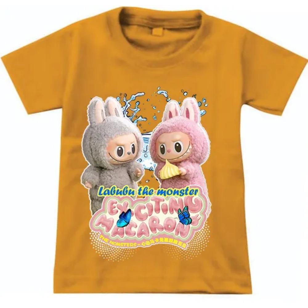 

New Labubu Children s T-shirt LABUBU Cartoon Style Pattern Girl Round Neck Short Sleeve Casual Versatile Clothing 100