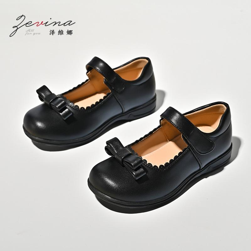New Girls Black Leather Shoes Children's Wedding Patent Leather Princess Kids Student School Shoe Flat Fashion Shoe