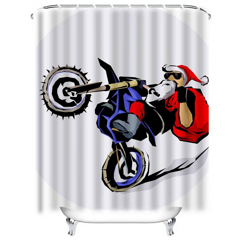 TU Motorcycle Shower Curtain Racing Motorcycle Decor Bathroom Curtain Speed Bike Shower Liner Modern Art Print Waterproof