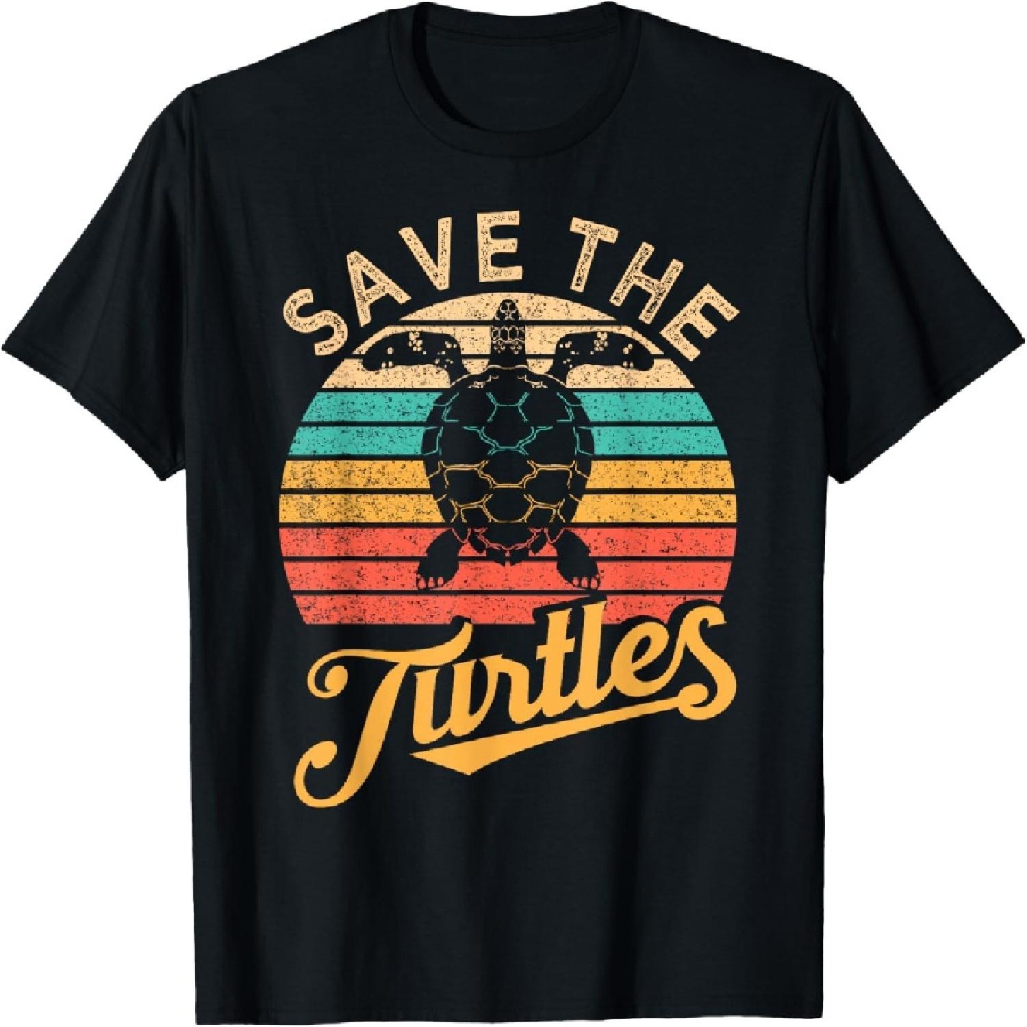 Save The Turtles Animal Rights Sea Turtle Retro Style Gift T-Shirt XXXXXL разноцветный