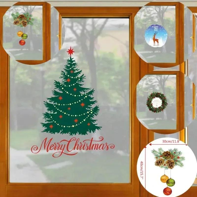 Christmas Window Stickers Christmas Wall Sticker Kids Room Wall Decals Merry Christmas Decorations For Home 2024 New Year