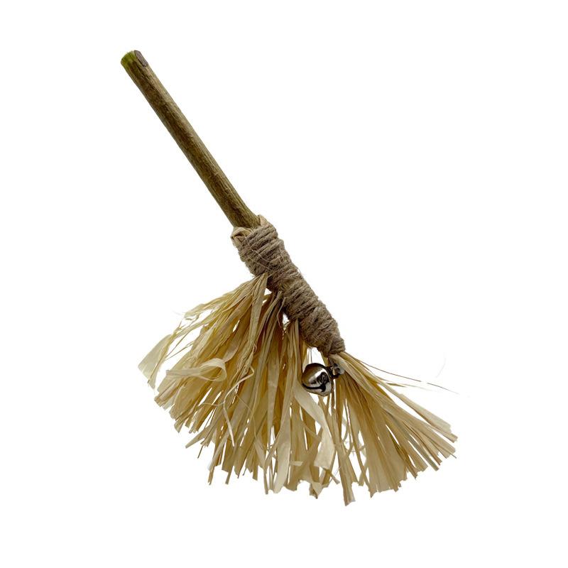 Cat Teaser Stick Toy Teasing Sounding Bell Wooden Stick Teeth Grinding Kitten Toy Interactive Knot Bite-resistant Cat Toy