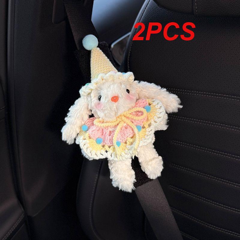 2PCS Cute Rabbit Car Seat Belt Shoulder Pads, Anti-Abrasion Protection for Clothes, High-End Cute Couple in-Car Accessories