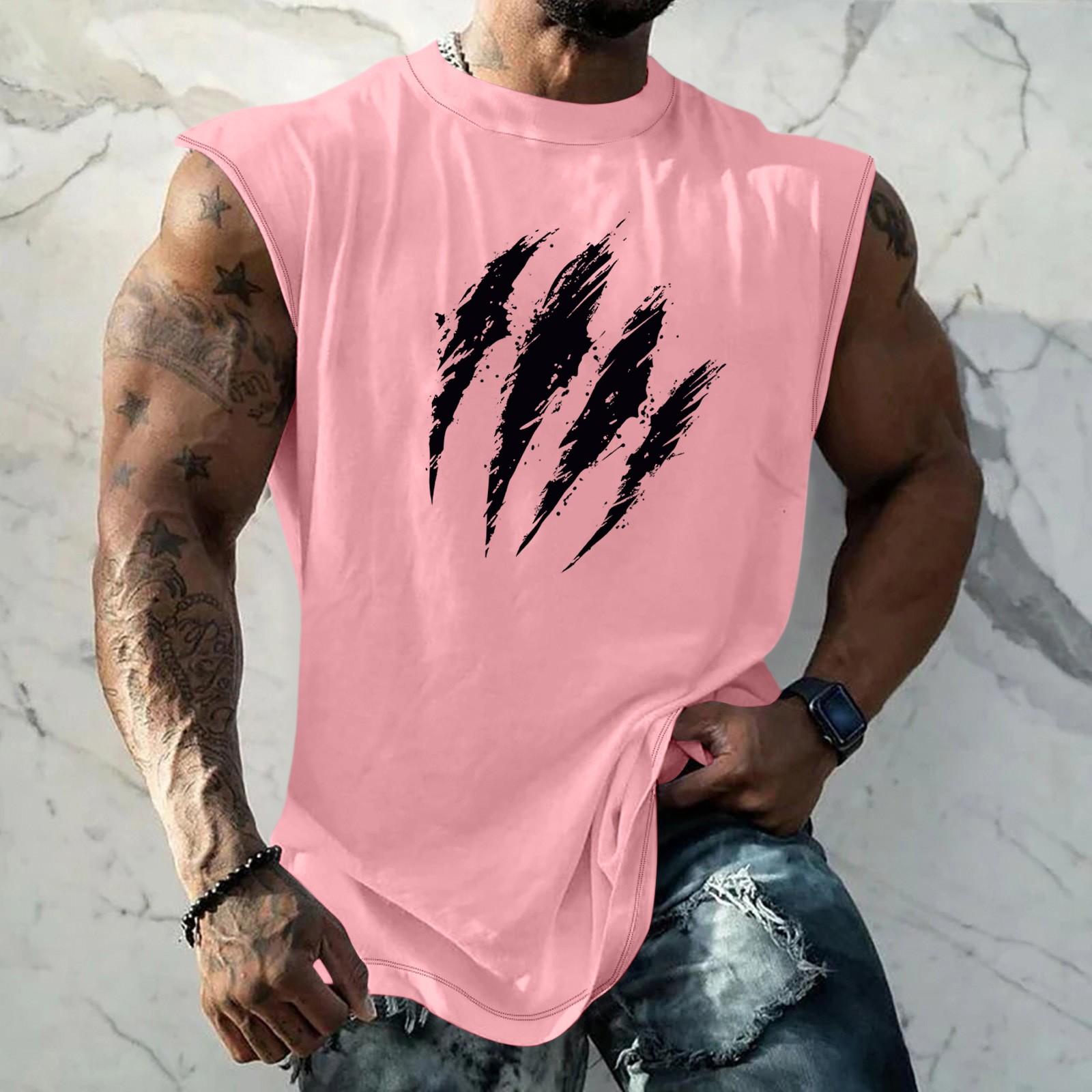 

Men s Fitness Exercise Slimming Printed Waistcoat And Vest, Men s I-shaped Wide Shoulder And Back Center XXXL рожевий