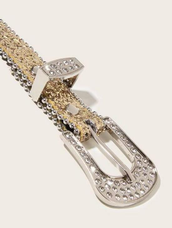 Y2K Rhinestone Leather Belt with Pin Buckle - Trendy Retro Fashion for Women