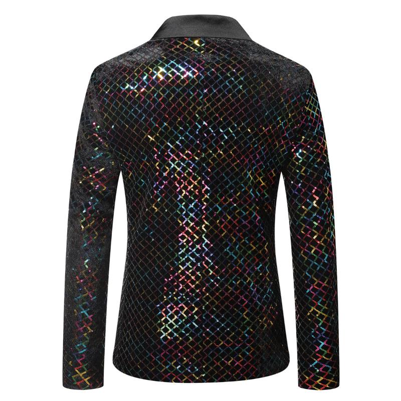 Herrenanzug, Smoking, Partymantel, Pailletten, Gentleman-Blazer, Jacke, Ein-Knopf-Anzug